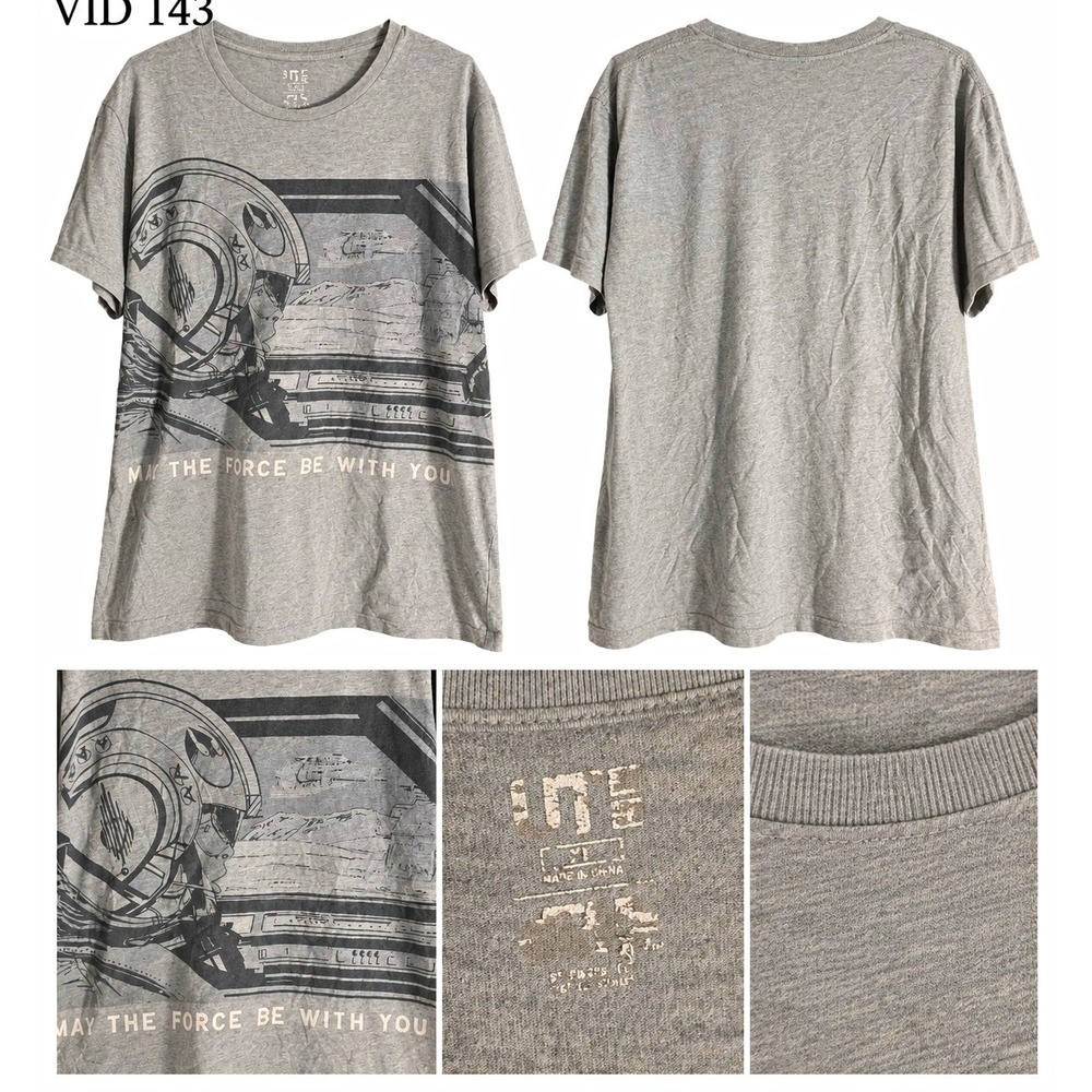 Star Wars May The Force Be With You T Shirt XL Gray Graphic Tee Distressed
